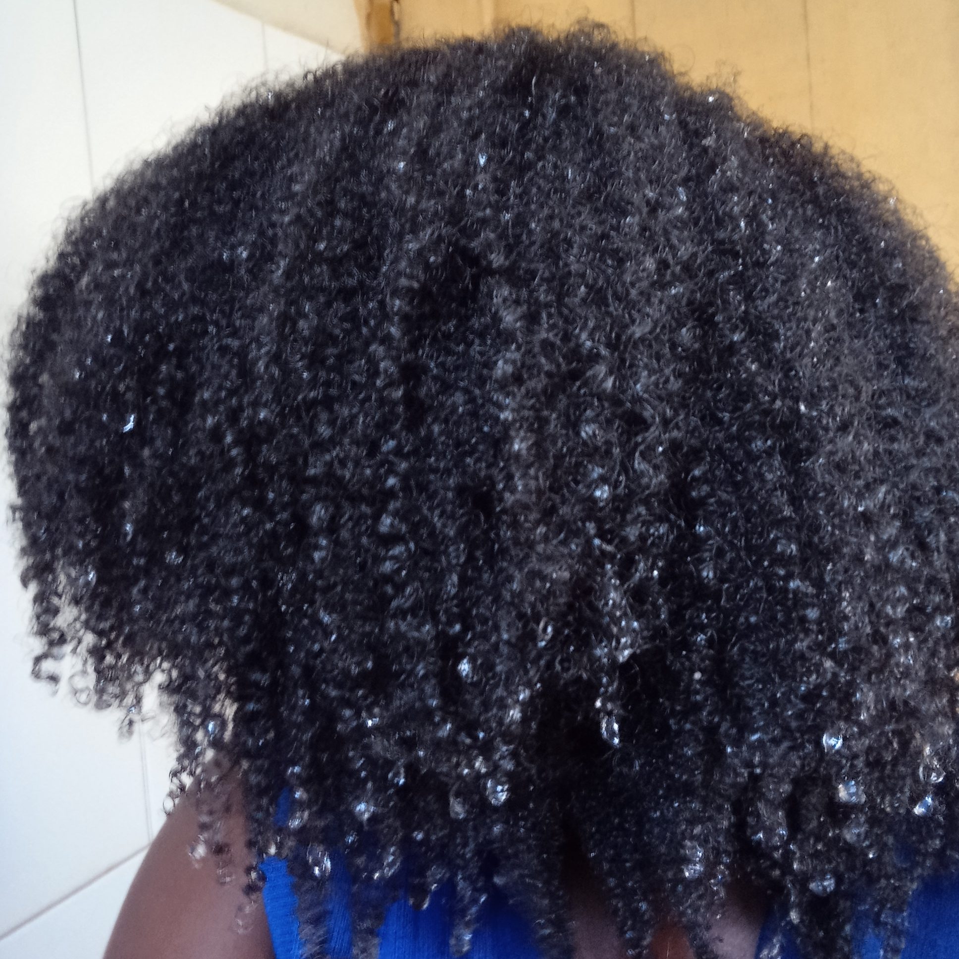 Rinsed natural hair on wash day