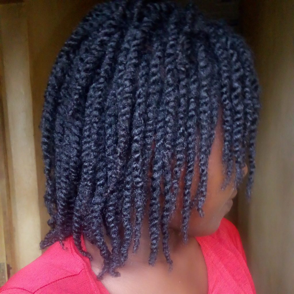 Moisturize natural hair two strand twists