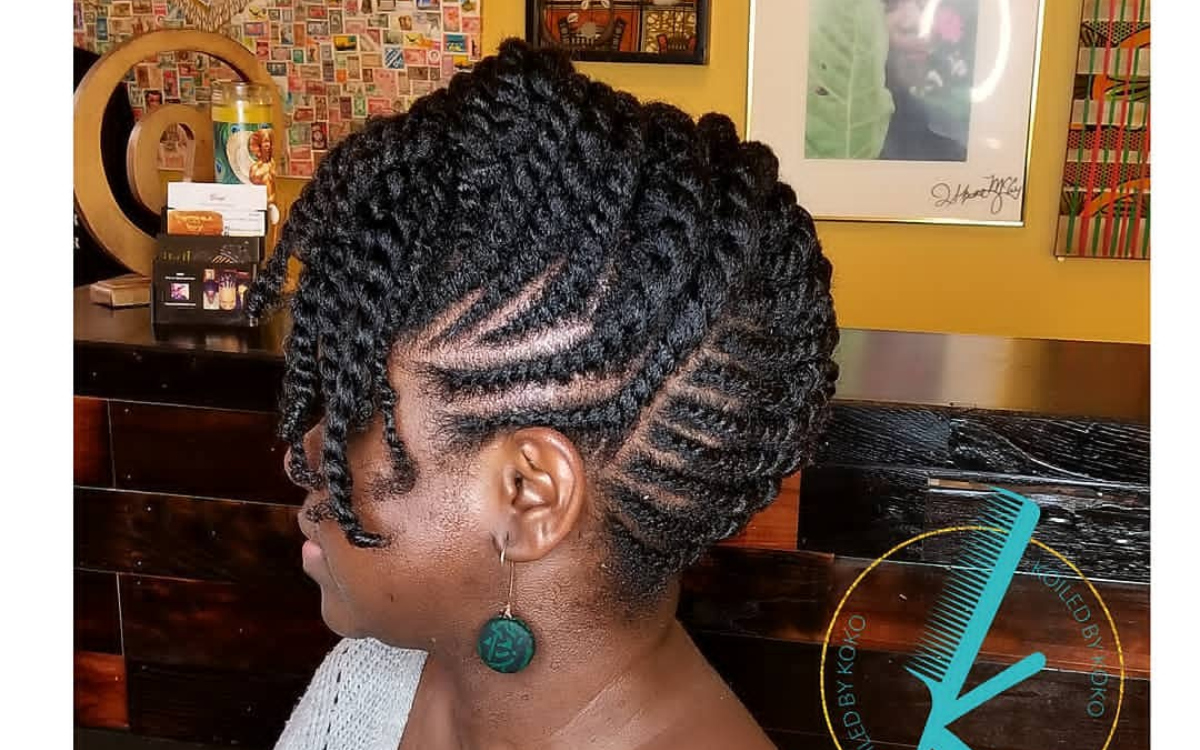 Flat twist style with twist bangs