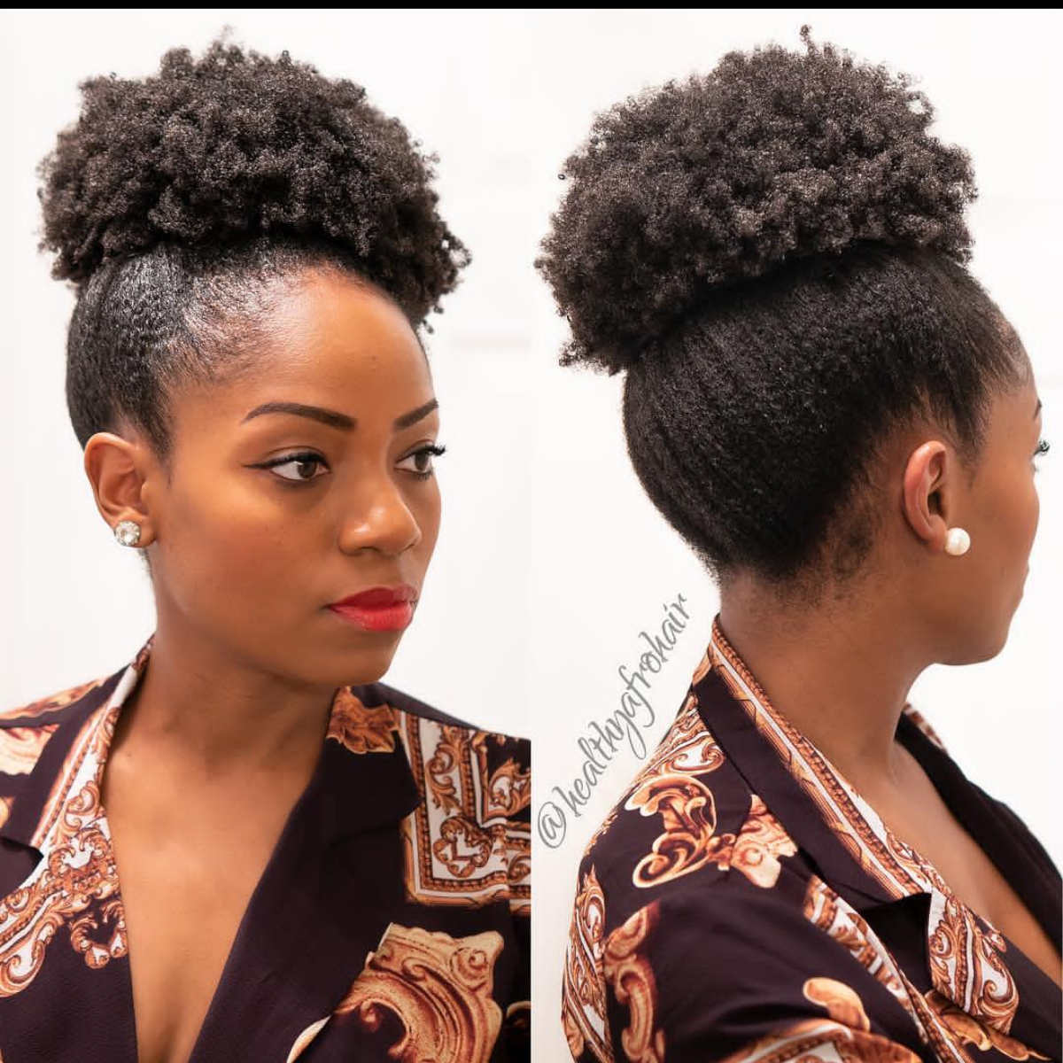 Side high puff styles