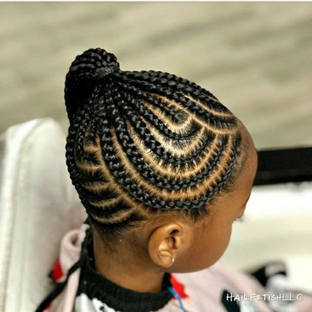 Fish bone cornrow hairstyles for black kids