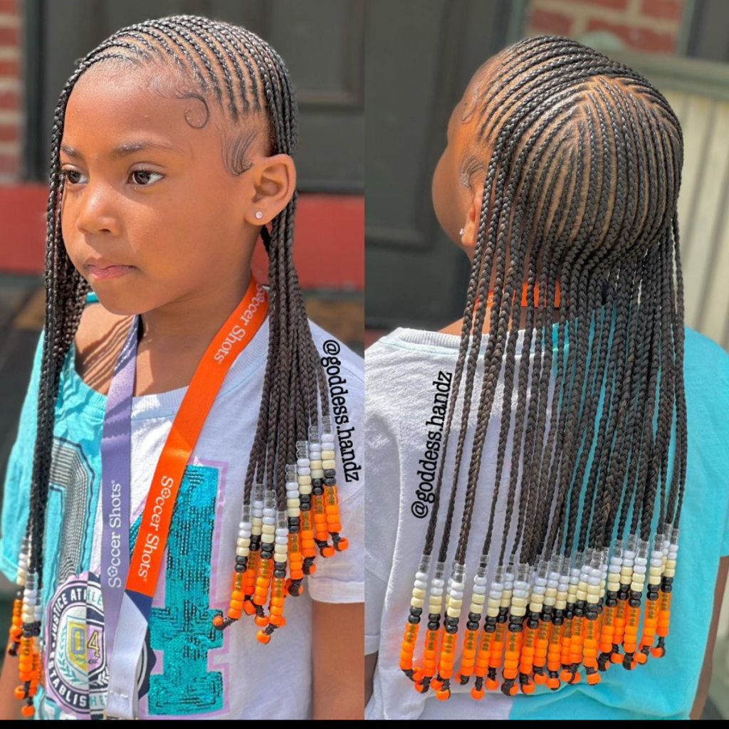 Beaded cornrow hairstyles for black kids with extensions