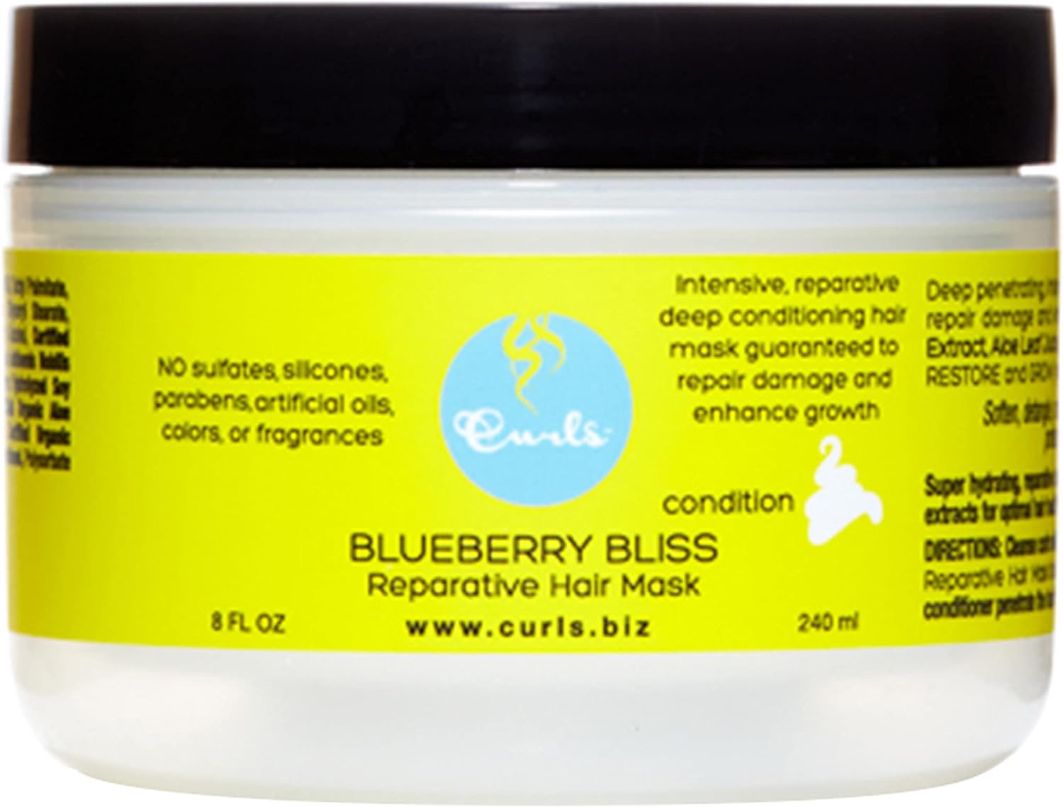Curls Blueberry Bliss Reparative Hair Mask - Deep Conditioning - Repair, Protect, Restore, and Grow Your Hair