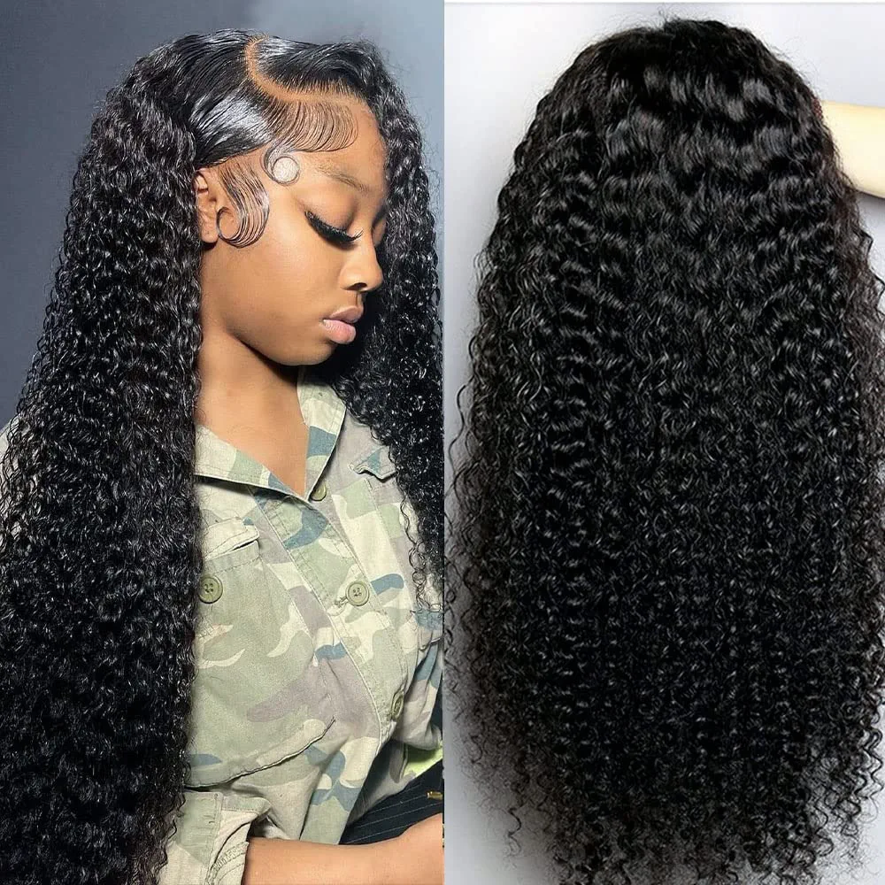 IDHERE Store Curly Lace Front Wig Kinky Curly 13x4 Transparent Lace Frontal Wigs