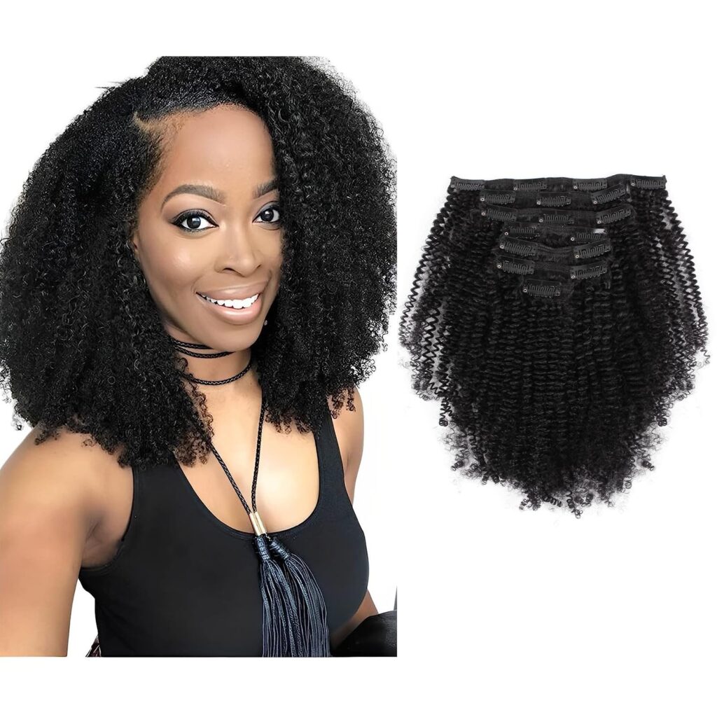 About 11 Sassina 4B 4C Afro Coily Clip in Hair Extensions Human Hair