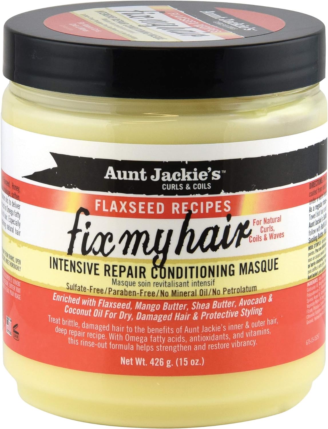 Aunt Jackie's Flaxseed Recipes Fix My Hair, Intensive Repair Conditioning Masque