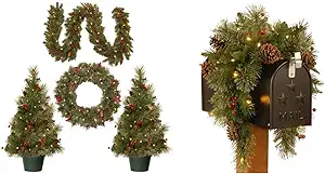 National Tree Company National Pre-lit White LED Lights Holiday Christmas 4-Piece Set 