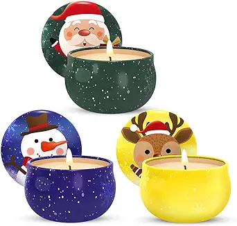 Calm Life Snowman, Santa Claus and Deer Christmas Pattern Gift Set Aromatherapy Candles for Women.  