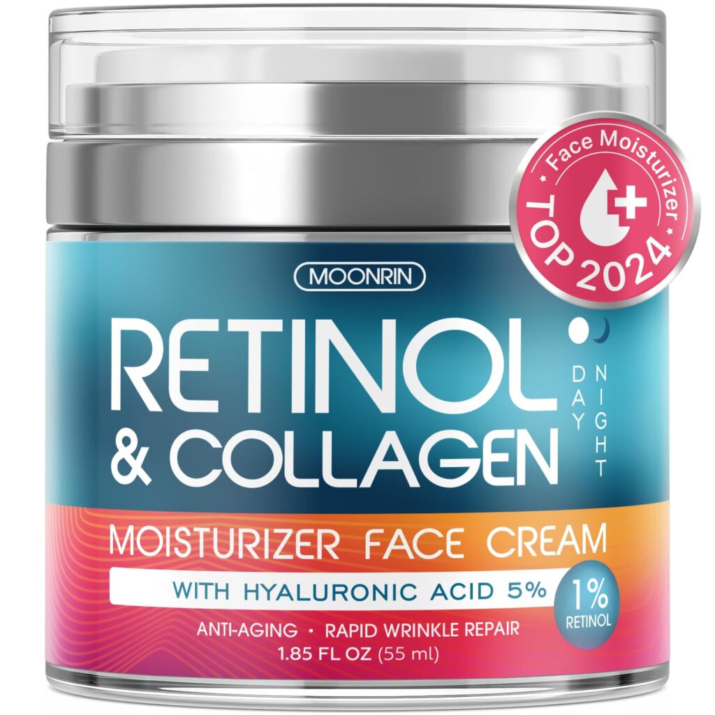 MOONRIN Retinol Cream for Face with Hyaluronic Acid – Collagen Face Moisturizer  