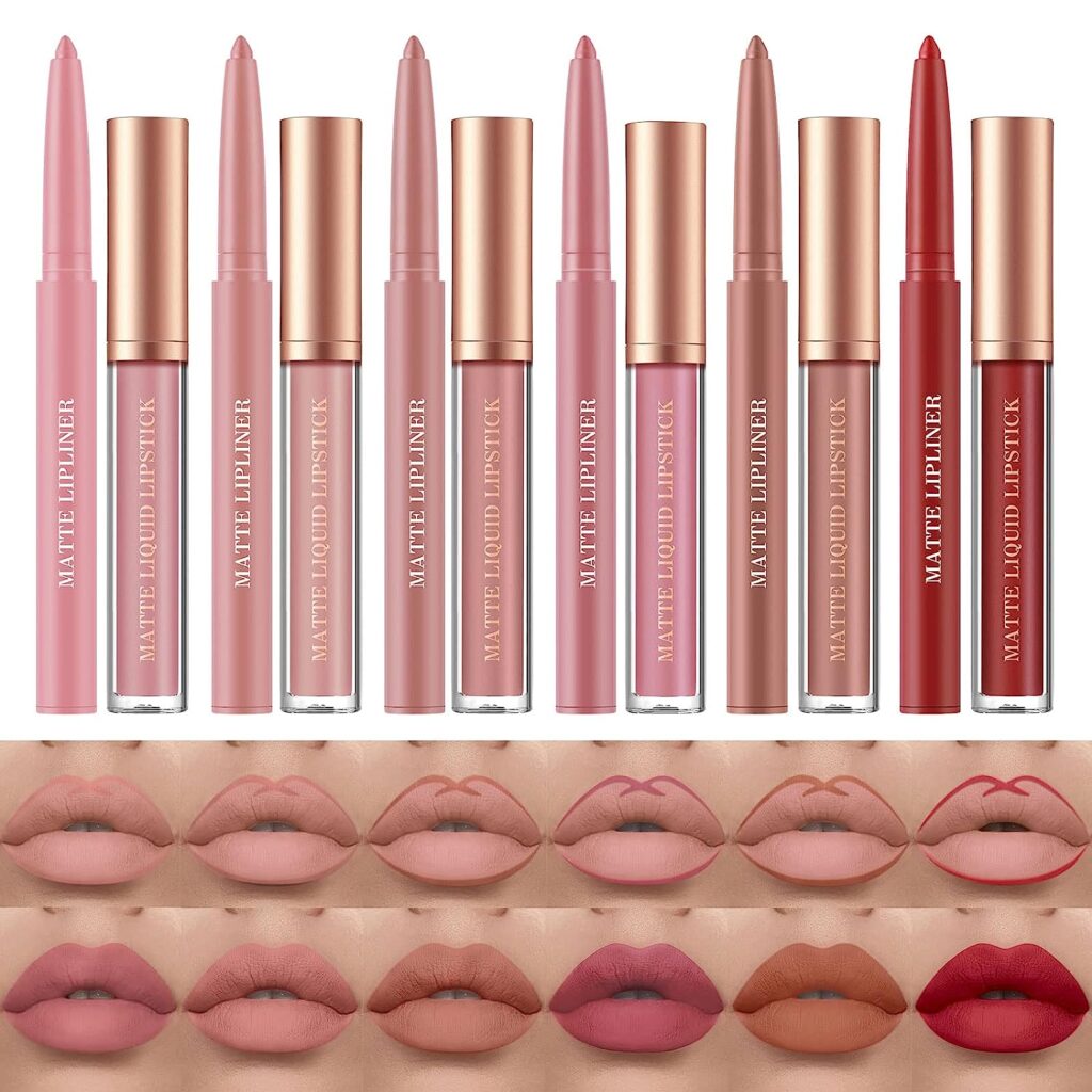 BestLand 12Pcs Matte Liquid Lipstick + Lip Liner Pens Set.  