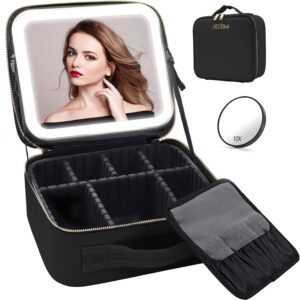 RRtide Travel Makeup Bag with Mirror of LED Lighted 