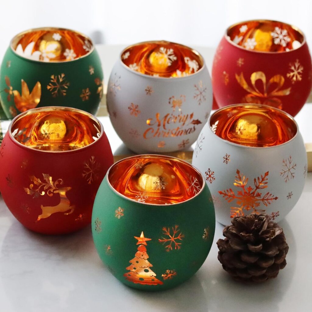 SHMILMH Store Christmas Votive Candle Holder Set of 6  