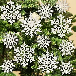 36pcs Christmas White Snowflake Ornaments.  