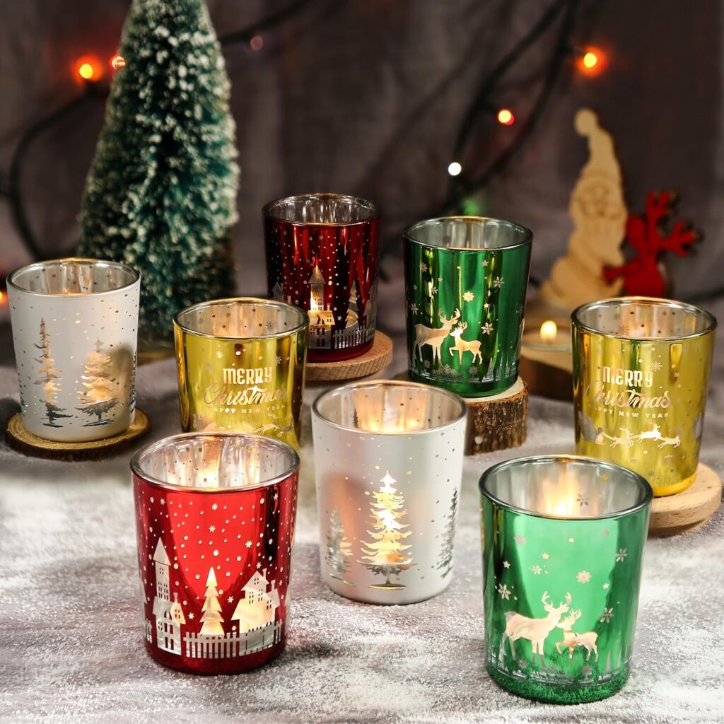 MOSROAD Store 8 Packs Votive Candle Holders for Christmas Centerpiece Table Decorations. 