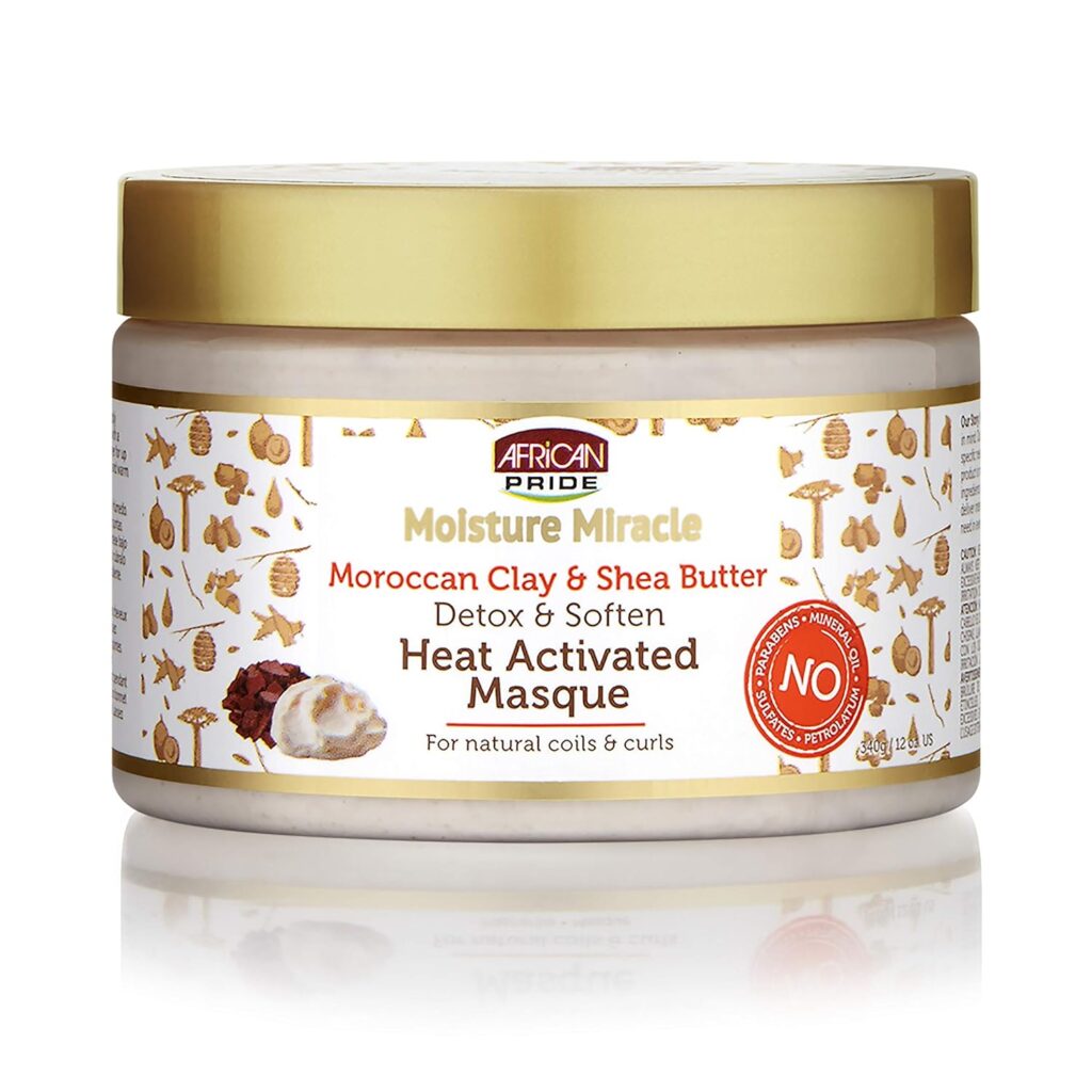 African Pride Moisture Miracle Moroccan Clay & Shea Butter Heat Activated Masque 