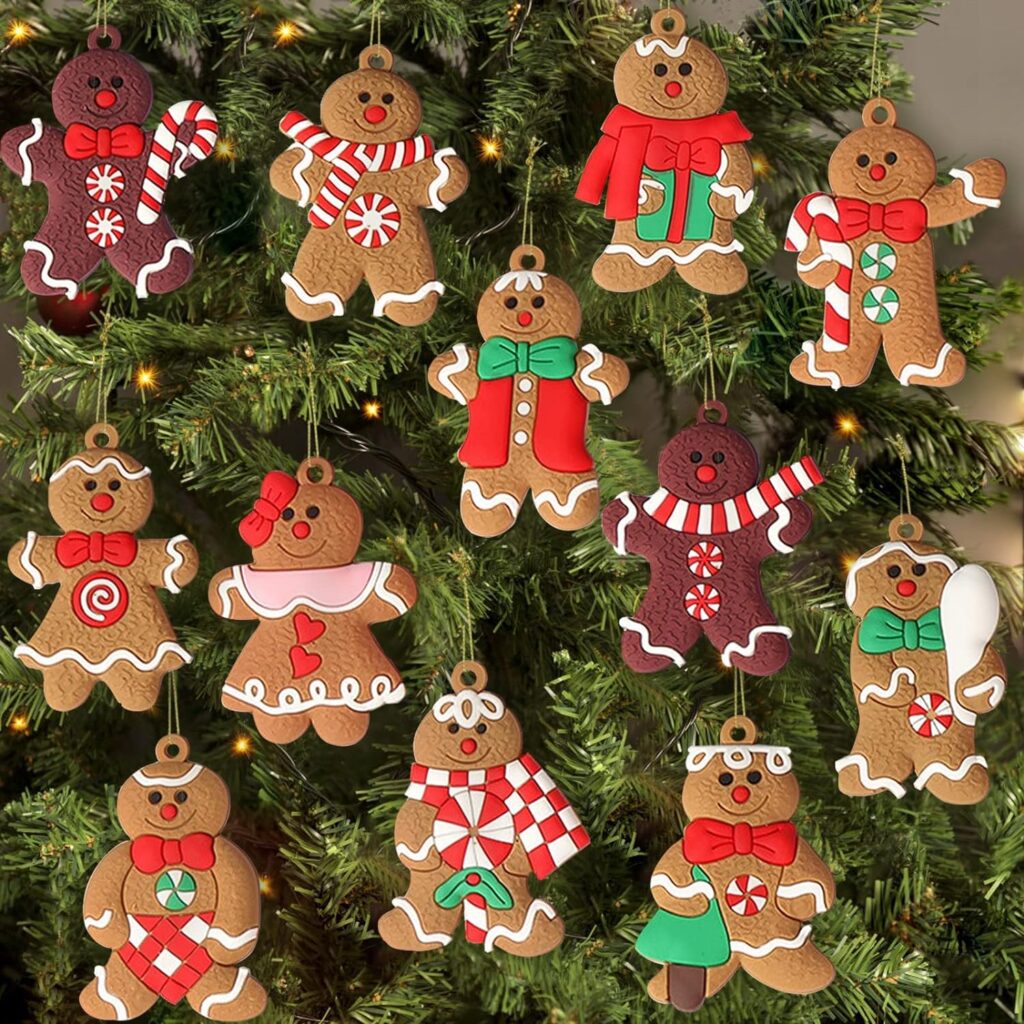  kockuu Store 12pcs Gingerbread Man Ornaments for Christmas Tree  