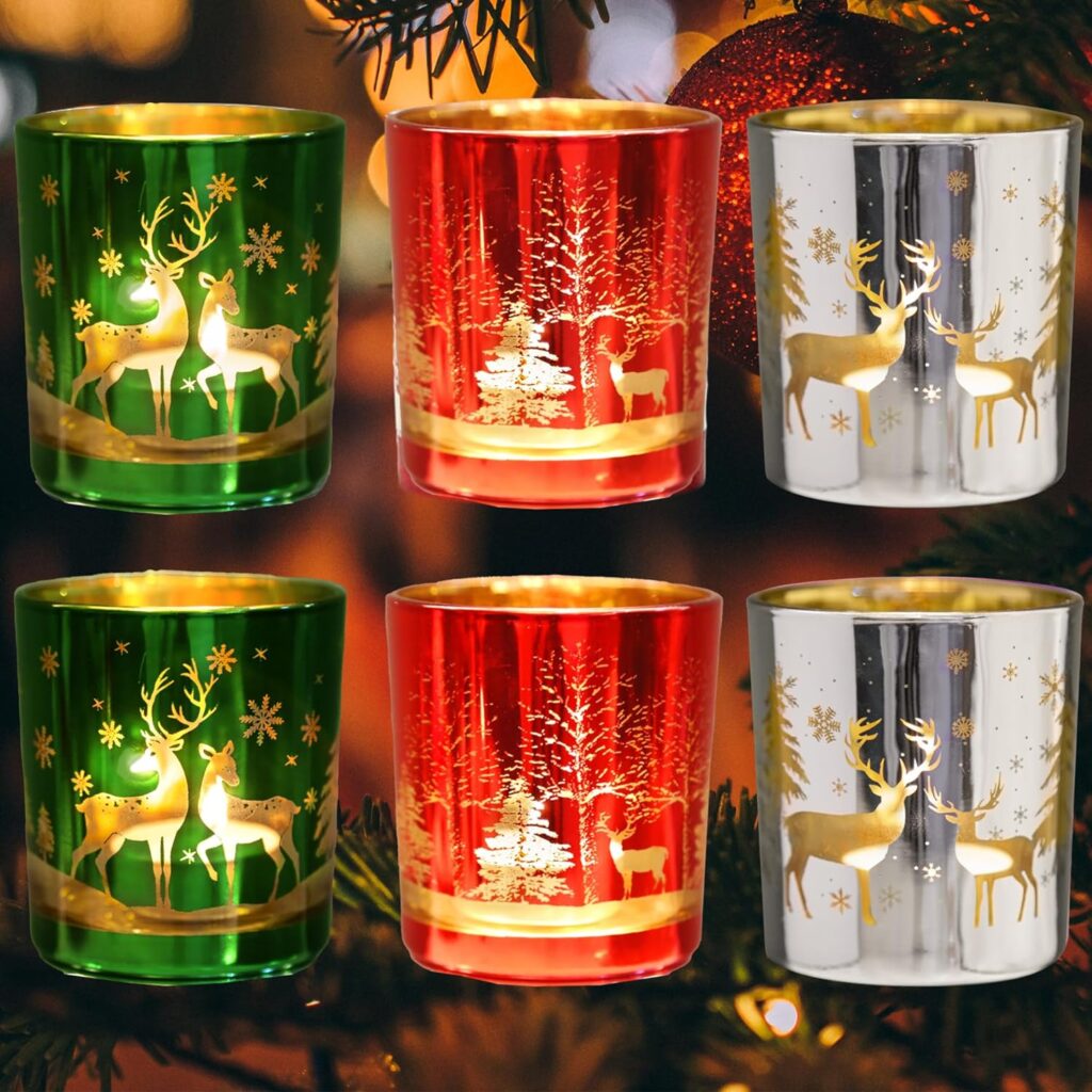  MJ PREMIER Store 6 Packs Christmas Candle Holders  