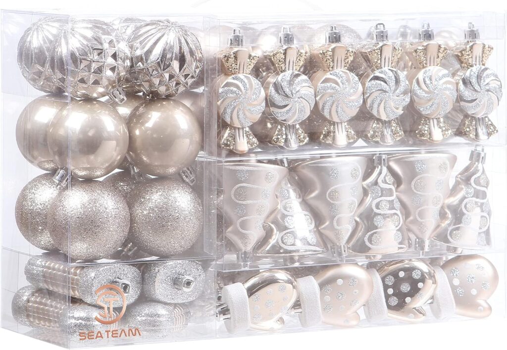 Sea Team 80-Pack Assorted Shatterproof Christmas Ball Ornaments.  