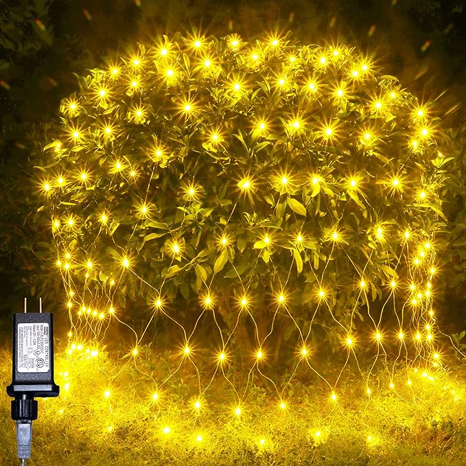 HeKation Net Mesh String Lights Waterproof, 200 Light Bubbles, 8 Lighting Modes  