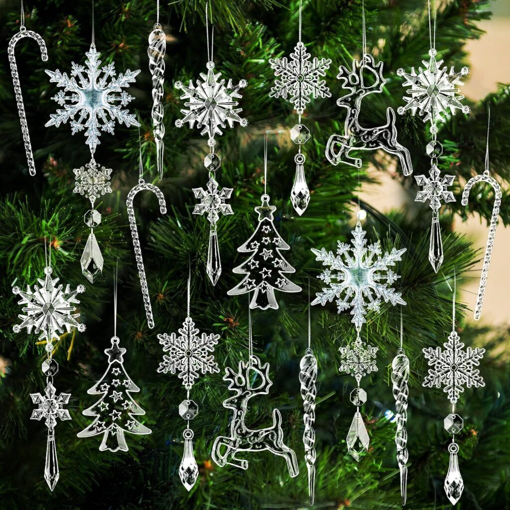 OuMuaMua Store 18pcs Christmas Tree Decoration Crystal Ornaments.  