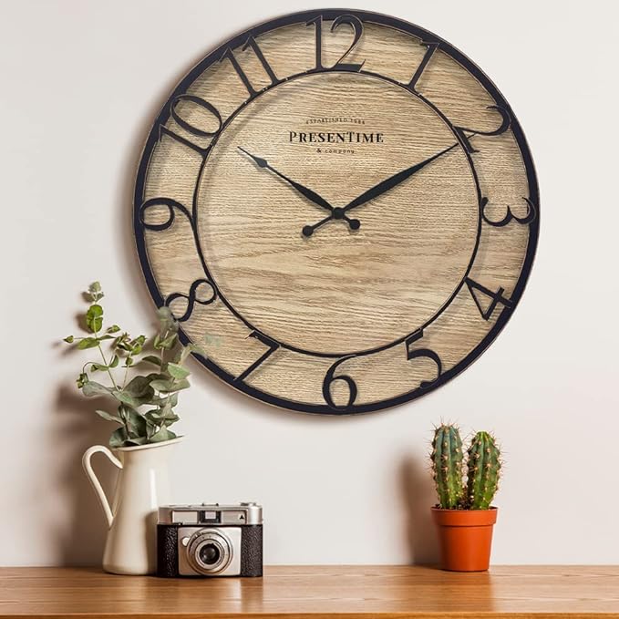 Presentime & Co 18” Large Vintage Wall Clock