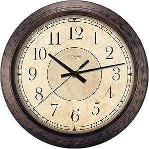 La Crosse Technology WT-3143A-INT 14-Inch Analog Rustic Brown Wall Clock