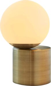 1. Rivet Modern Glass and Brass Table Lamp