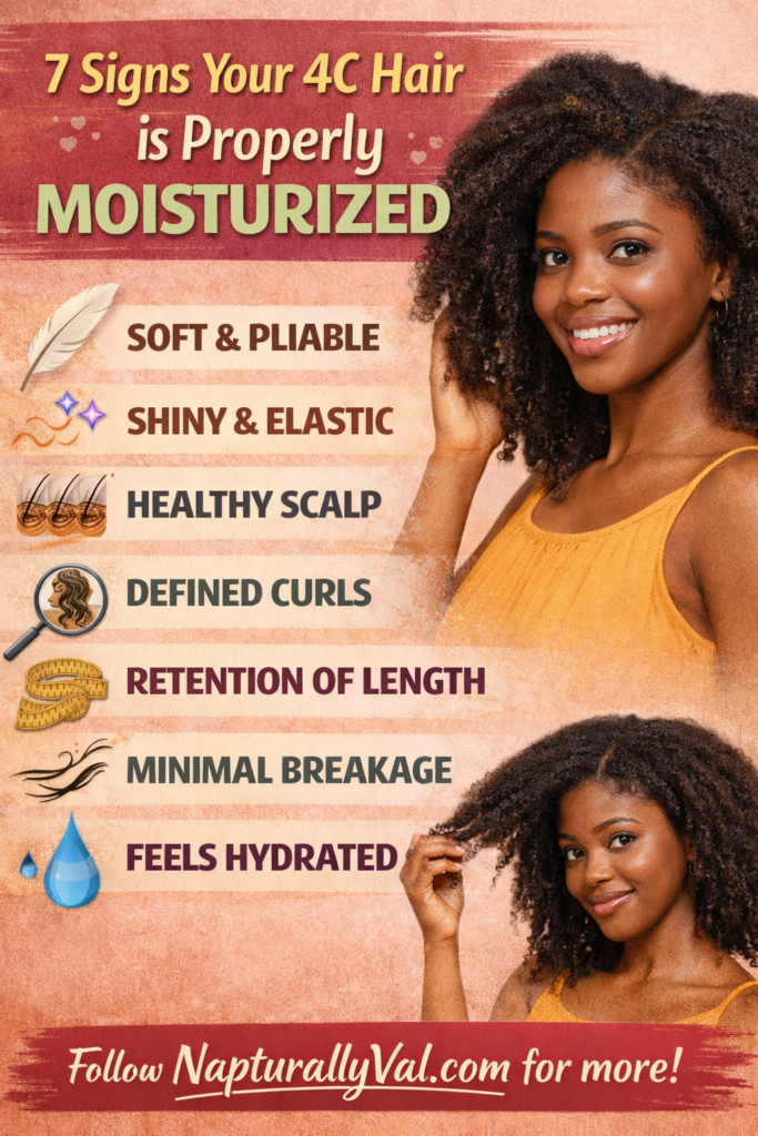 Wondering if your 4C hair is actually moisturized? Discover the 7 key signs from elasticity to curl definition that prove your hydration routine is working
