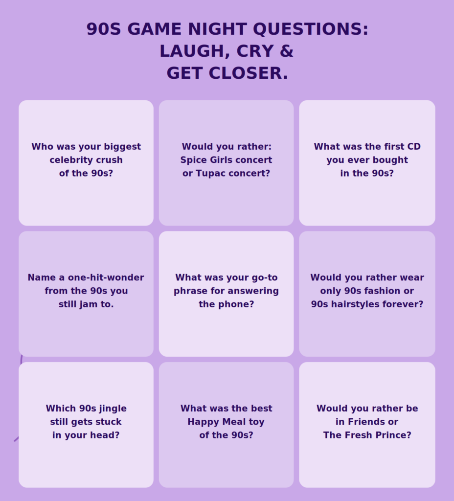 100 Questions for a 90s Themed Game Night.
