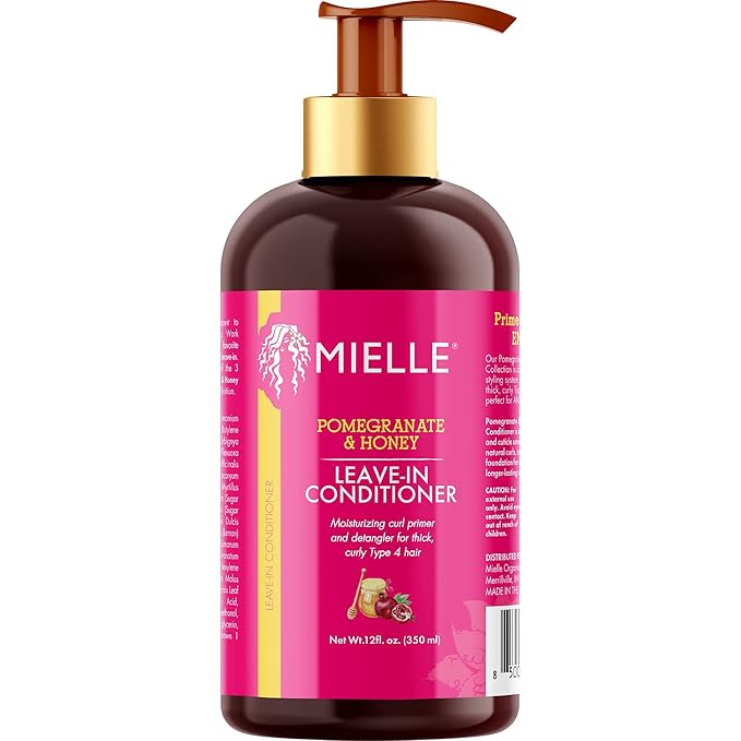 Mielle Organics Pomegranate & Honey Leave-In Conditioner, Moisturizing Curl Primer and Detangler, Repair Damage and Prevent Frizz, Treatment For Thick Curly Hair Type 4 Hair