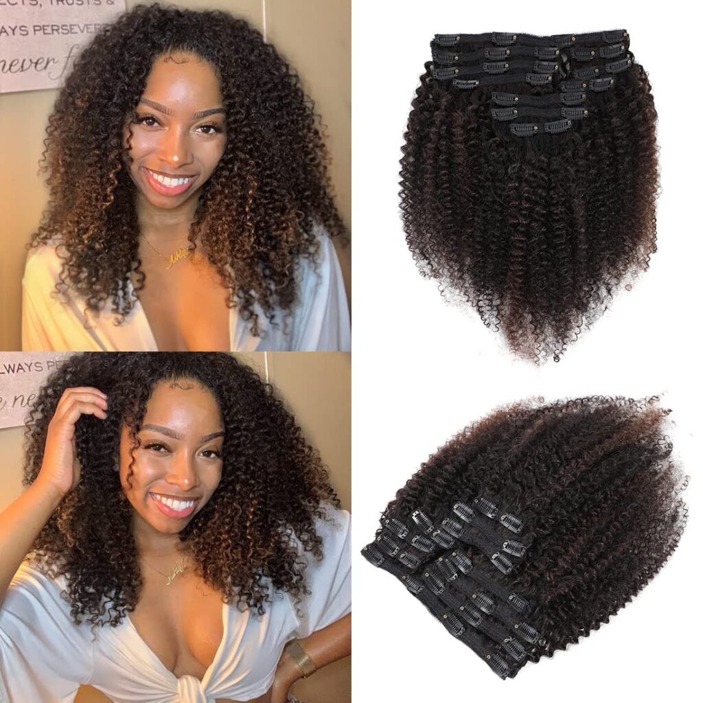 About 5 18 Inch Natural Hair Clip Ins for Black Women