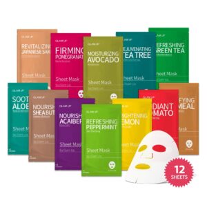 GLAM UP Premium Facial Sheet Mask 12 Combo