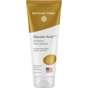 Botanic Tree Glycolic Acid Face Wash, Exfoliating Facial Cleanser and Scrub