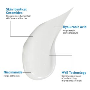 CeraVe PM Facial Moisturizing Lotion, Night Cream with Hyaluronic Acid and Niacinamide