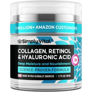 SimplyVital Collagen, Retinol & Hyaluronic Acid Cream – Anti-Aging Face Moisturizer for Face