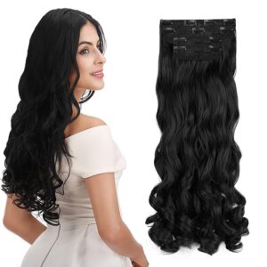 REECHO Straight Long 4 PCS Set Thick Clip in on Synthetic Hair Extensions