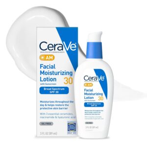 CeraVe AM Facial Moisturizing Lotion with SPF 30, Oil-Free Face Moisturizer with SPF