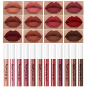 QiBest 12Pcs Velvet Matte Liquid Lipstick Makeup Sets for Women