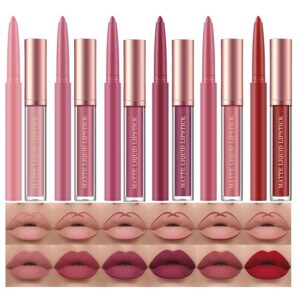 BestLand 12Pcs Matte Liquid Lipstick + Lip Liner Pens Set
