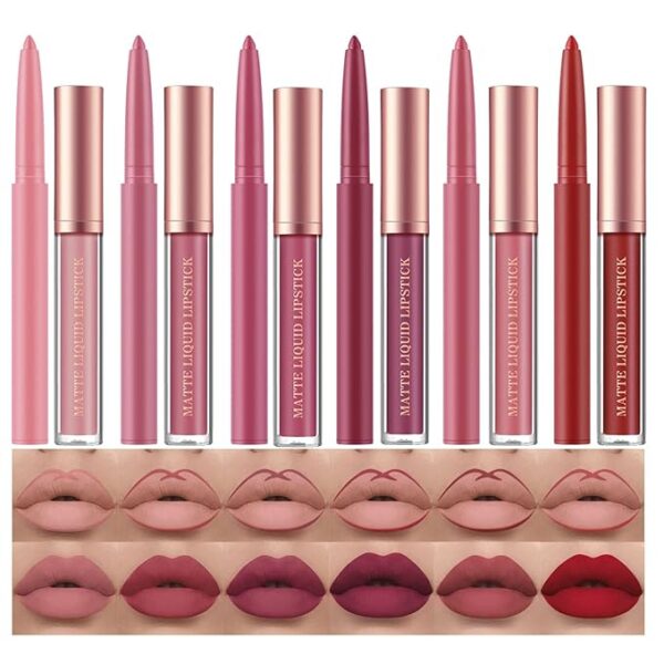 BestLand 12Pcs Matte Liquid Lipstick + Lip Liner Pens Set