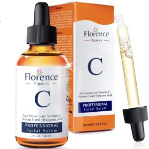 Florence Organics Vitamin C Serum For Face – Anti-Aging Facial Serum with Vitamin C, Hyaluronic Acid, Niacinamide, B5 & Vit E