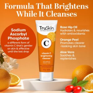 TruSkin Vitamin C Cleanser for Face – Brightening Face Wash with Vitamins C & E, Rosehip Oil, Aloe Vera and MSM