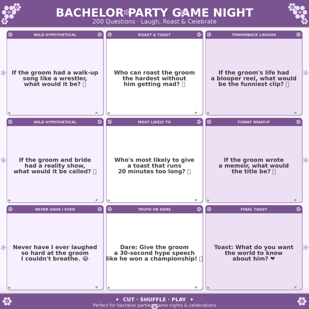100 Bachelor Party Questions for a Fun Night with Friends.