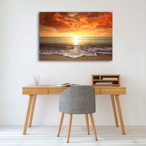 Baisuart-S0169 Canvas Prints Wall Art Sunset Ocean Beach Pictures Photo Paintings