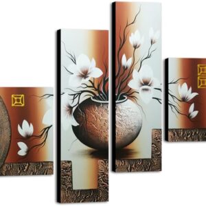 Wieco Art Huge Size Artwork 4 Panels 100% Hand-painted Modern Canvas Wall Art