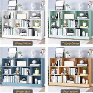 IOTXY Open Shelf Low Bookcase – Wooden 3-Tier Floor Standing Display Cabinet Organizer with Base
