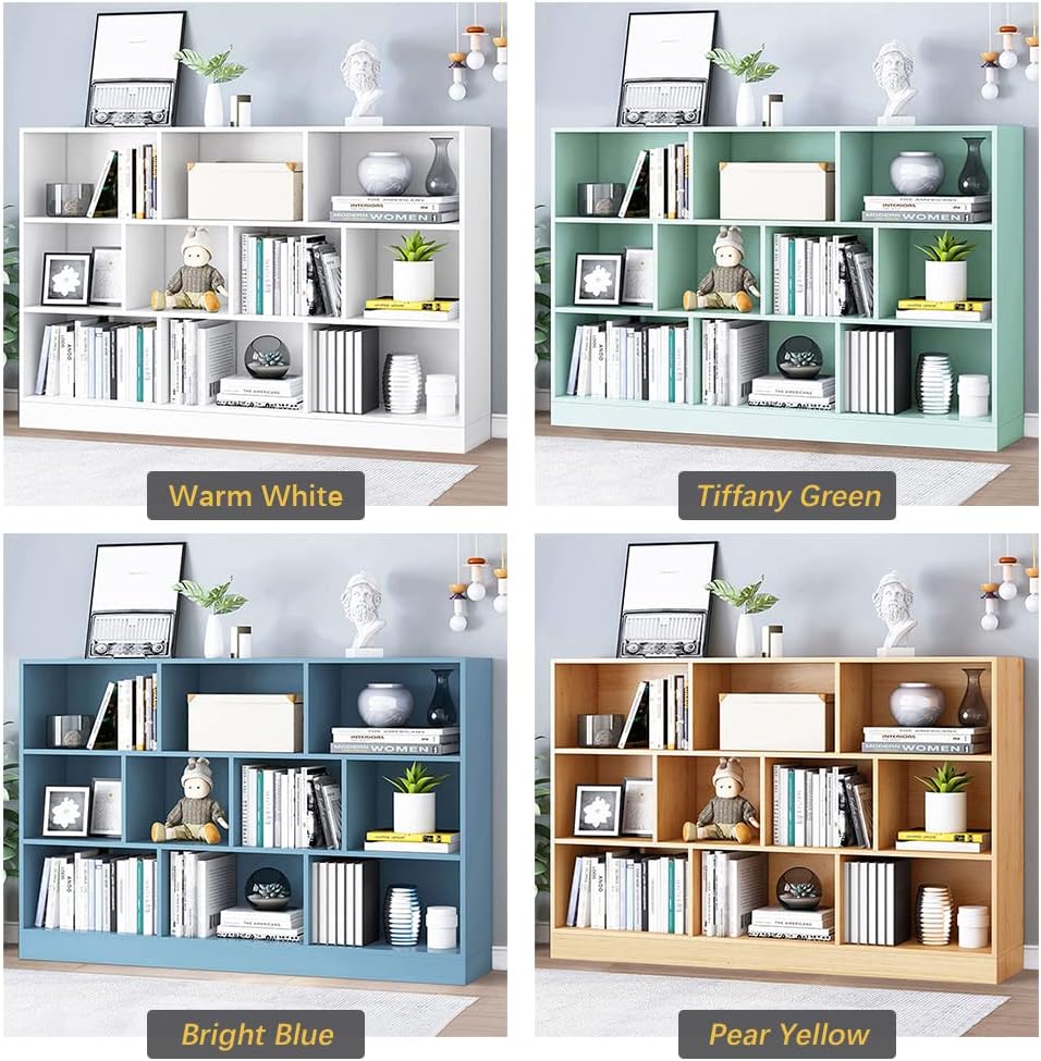 IOTXY Open Shelf Low Bookcase - Wooden 3-Tier Floor Standing Display Cabinet Organizer with Base 4 IOTXY Open Shelf Low Bookcase - Wooden 3-Tier Floor Standing Display Cabinet Organizer with Base