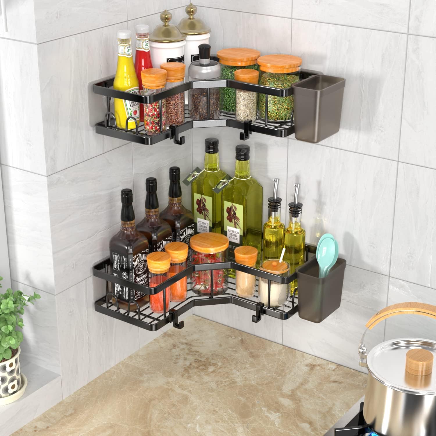 AKTECKE Store Corner Shower Caddy Bathroom Organizer 4 AKTECKE Store floating corner shelves