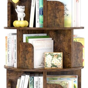 Aheaplus Rotating Bookshelf, 360 Display Wood Spinning Bookshelf Tower