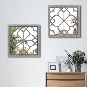 Wocred 2 PCS Square Wall Mirror,Gorgeous Rustic Farmhouse Accent Mirror